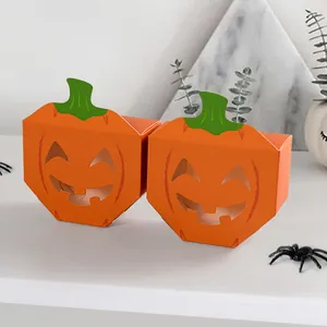 Halloween pumpkin hollow gift boxes for candy and cookies in vibrant orange pack of 10