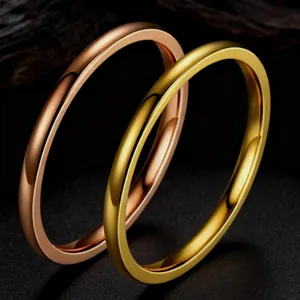 Titanium Steel Ring For Men Women Stainless Steel Non-Fading Minimalist Polished Two-Tone Band Ring Jewelry Accessory Unisex Gift