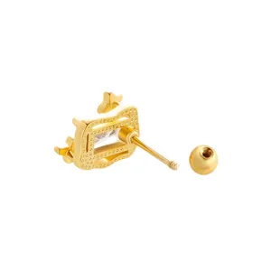 Elegant gold geometric stud earring featuring star accents and a secure screw back ball closure