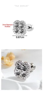 Close-up of lucky four-leaf clover earring accessory with 3mm stone setting size