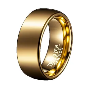 Anello minimalista in carburo di tungsteno placcato oro con finitura a specchio lucida