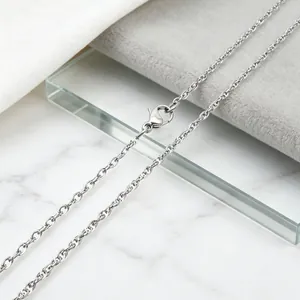 Dettaglio di una catena girocollo in acciaio inossidabile argento con chiusura a moschettone