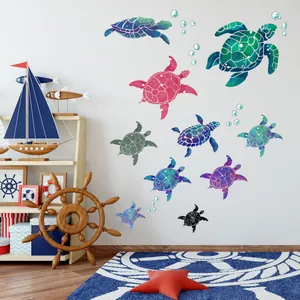 Autocollants muraux colorés de tortue marine pour une décoration de chambre d'enfant