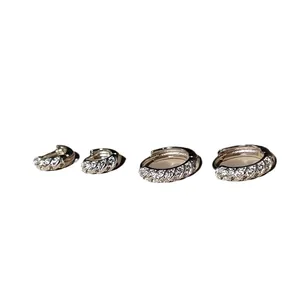 Elegant silver-toned hoop earrings with micro-pave clear crystals in four sizes set