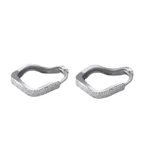 Minimalist S925 silver heart hoop earrings with elegant frosted finish for men and women