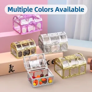Elegant European hollow treasure chest candy boxes in gold and silver for wedding favors