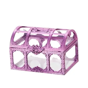 European style treasure chest candy box in magenta with elegant hollow decorative design