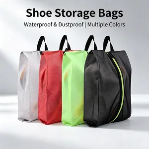 Portable Travel Shoe Storage Bag Breathable Polyester Mesh Organizer Case With Handle Dustproof For Sports Sneakers