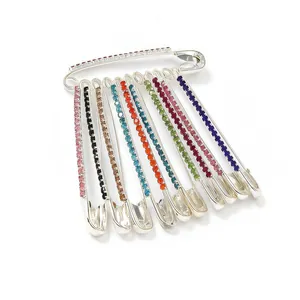 Broche épingle de sûreté élégante avec zircones multicolores pour ajustement de taille
