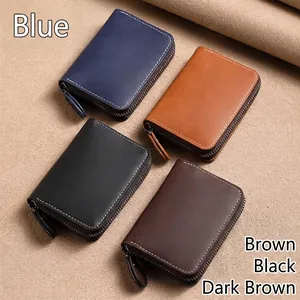 RFID Blocking Card Holder Accordion Style Matte PU Leather Multi Slot Zipper Wallet For Men And Women