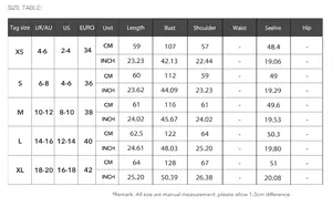 Comprehensive size table for casual solid color long-sleeved knitted women's shirt