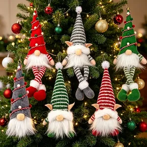 Light Up Christmas Gnome Ornaments Sequined Hat Plush Dwarf Tabletop Decor Festive Dwarf Doll Home Party Atmosphere