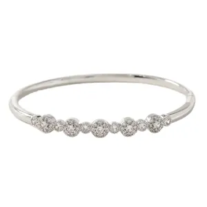 Elegant silver bangle featuring petal zircon stones in a light luxury fashion style.