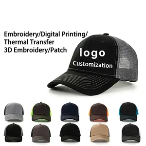 Classic Style Trucker Hat For Men Breathable Mesh Back Baseball Cap Contrast Stitching Sun Protection Outdoor Sports Hat