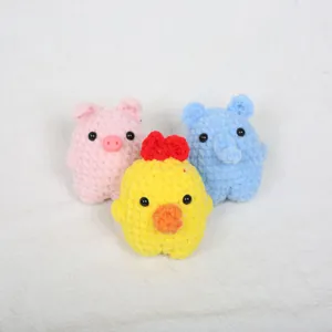 Handmade Knitted Animal Keychain Pig Elephant Chicken Yarn Cute Crochet Bag Pendant For Women Kids Creative Souvenir Gift