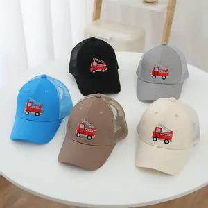 Collection of children's fire truck embroidery mesh baseball caps and trucker hats