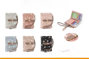 Floral short wallet for women with multiple card slots and secure zip buckle closure