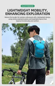Lightweight blue hydration vest for cycling and marathon running in park