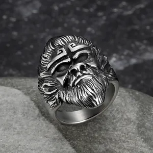 Vintage Sun Wukong Monkey King stainless steel ring for men with punk rock design