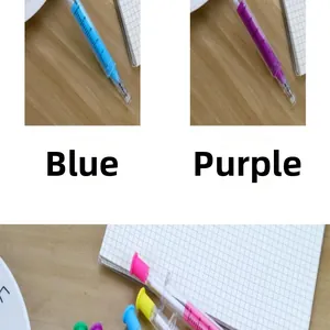 Dettaglio di penne gel a forma di siringa in vari colori vivaci per studenti