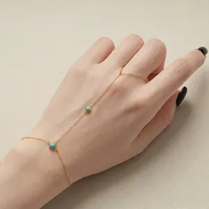 Elegant S925 sterling silver turquoise hand chain bracelet for women in minimalist style