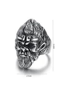 Detailed view and dimensions of Sun Wukong Monkey King stainless steel ring 3.4cm x 2.5cm