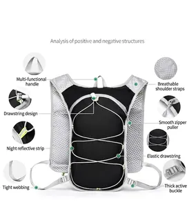 Detailed view of cycling hydration vest with breathable mesh and reflective strips
