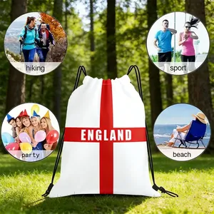 England flag theme drawstring backpack for football fans sports hiking and beach travel