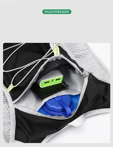 Detailed view of cycling vest backpack showing large internal storage capacity