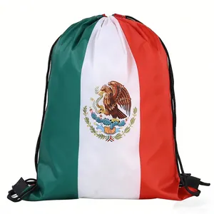 Mexico flag drawstring backpack for sports fans, outdoor events and souvenir gifts