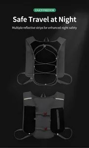 Detail view of reflective strips on a lightweight breathable running vest backpack