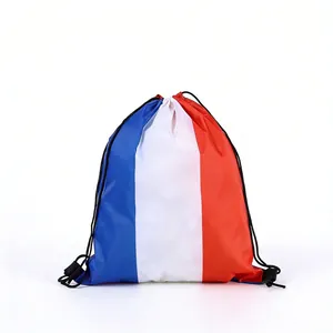 Durable French flag themed drawstring sport bag for outdoor events and fan support
