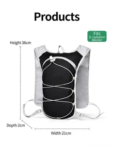 Product dimensions of lightweight 2L hydration vest for marathon running and cycling