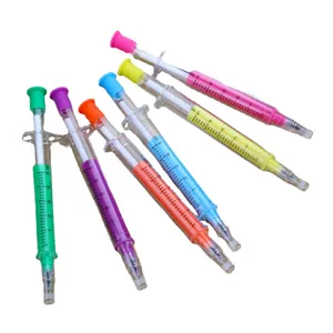 Creative colorful syringe shaped gel pens set for students and office stationery supply.