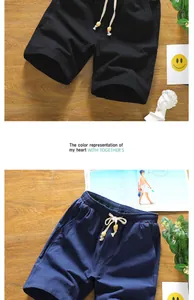 Comfortable and breathable men's cotton linen shorts in black and navy blue colors