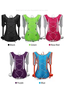 Selection of colorful outdoor cycling backpacks in black green rose purple and blue