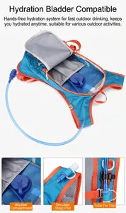 Detailed view of cycling hydration backpack with water bladder compartment and tube clip