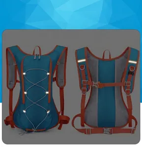 Back and front view of water-repellent cycling backpack with safety reflective strips
