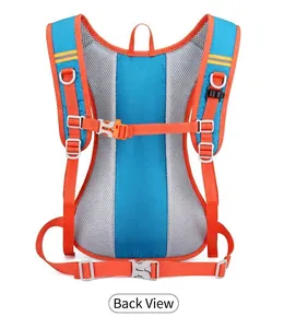 Detailed back view of the water-repellent cycling backpack with breathable mesh and straps