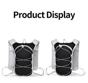 Front view of two black cycling hydration vests for running and marathons outdoors