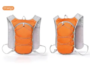 Bright orange hydration vest for running and cycling with breathable mesh straps