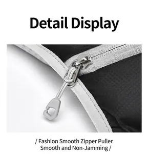 Close-up detail of smooth zipper on outdoor marathon hydration vest