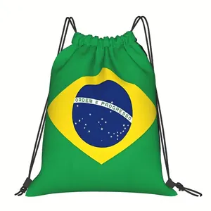 Vibrant Brazil national flag drawstring bag for football fans and outdoor sports