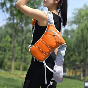 Outdoor orange running hydration vest for cycling and marathons with breathable mesh
