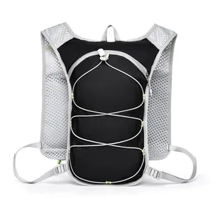 Lightweight outdoor running hydration vest backpack in black and grey mesh