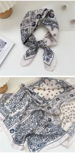 Vintage floral paisley silk scarf for women, elegant fashion neckerchief detail view