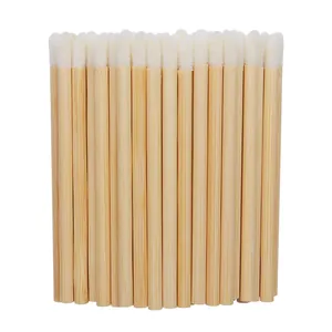 Disposable Bamboo Handle Lip Brushes Professional Flocking Lip Gloss Applicators Eco-Friendly Makeup Tool For Women