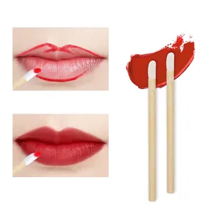 Disposable bamboo handle lip brushes for precise lipstick and gloss application
