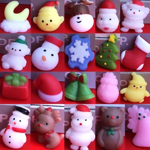 Detailed collage showing various festive Christmas-themed TPR squishy decompression toys
