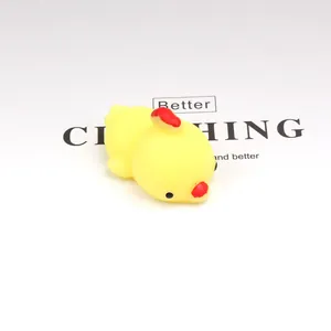 Detailed close-up of a soft yellow chick mochi squishy fidget stress relief toy
